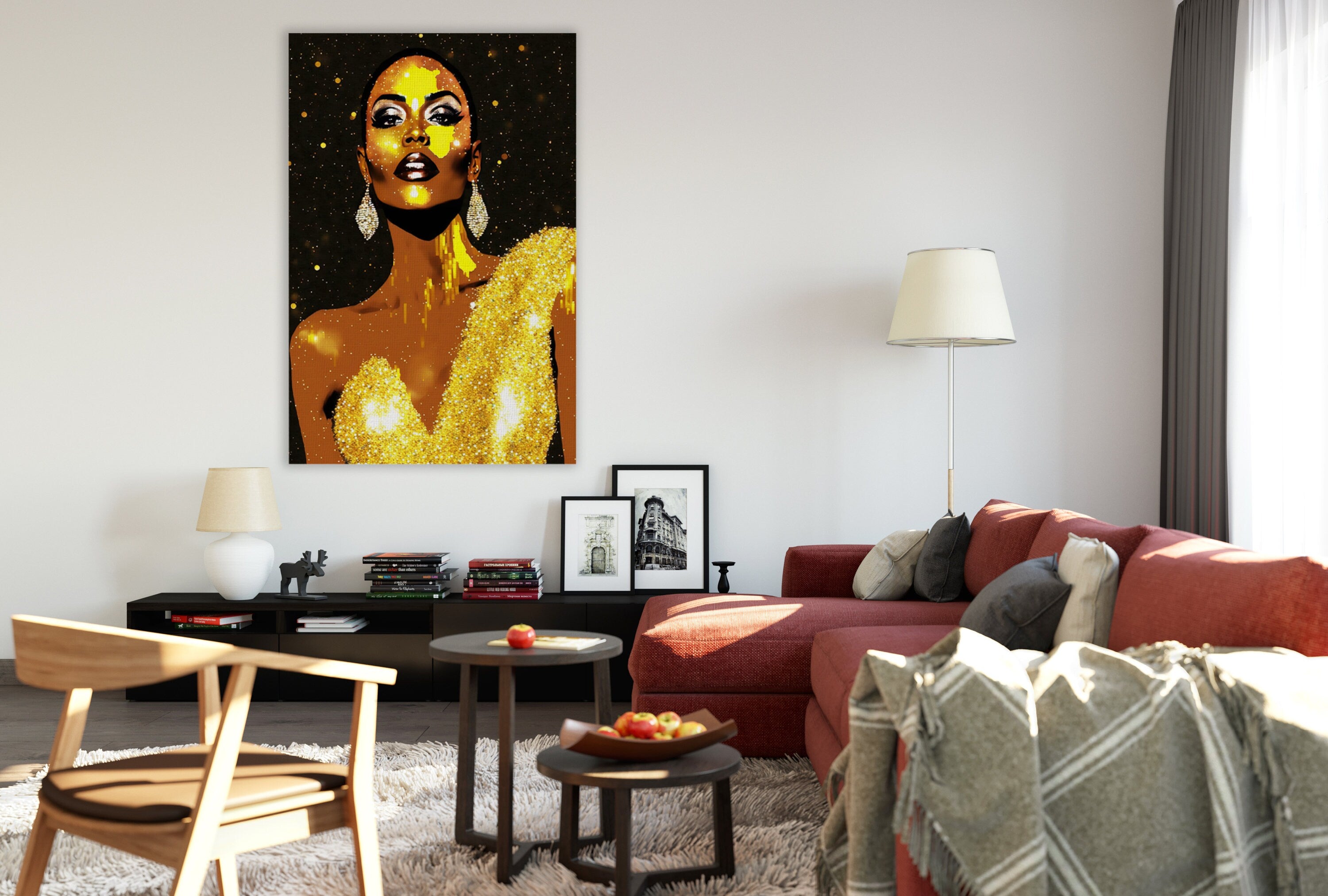 Black Woman Canvas – African American Art | Black And Gold Giclee Print, Vibrant Wall Decor