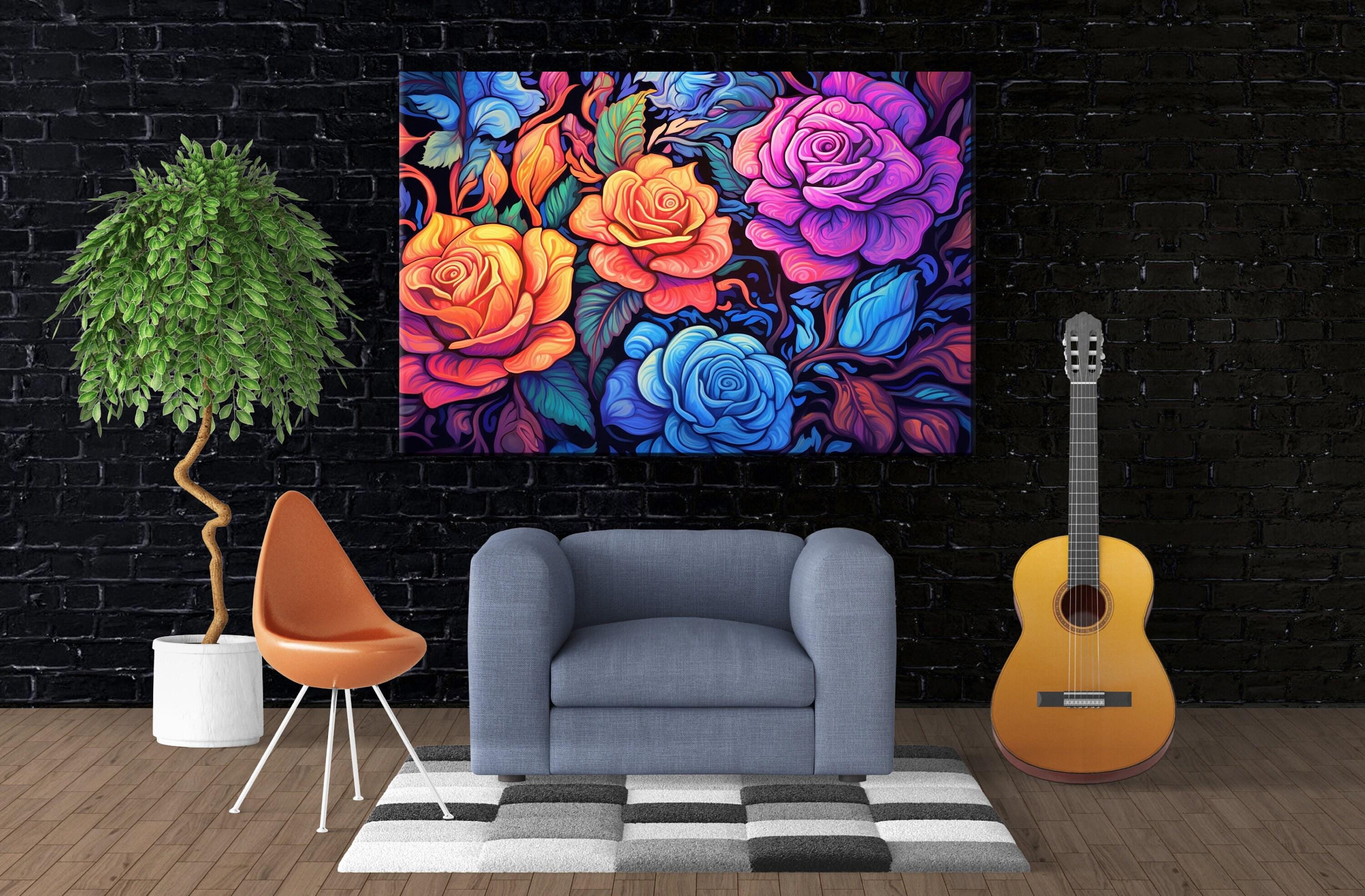 Floral Rose Canvas - Large Canvas Print With Rose Bouquet Wall Art & Wood Frame