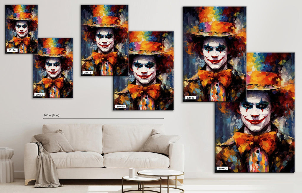 Halloween Creepy Clown Art - Large Gallery Wrapped Canvas | Spooky Wall Decor