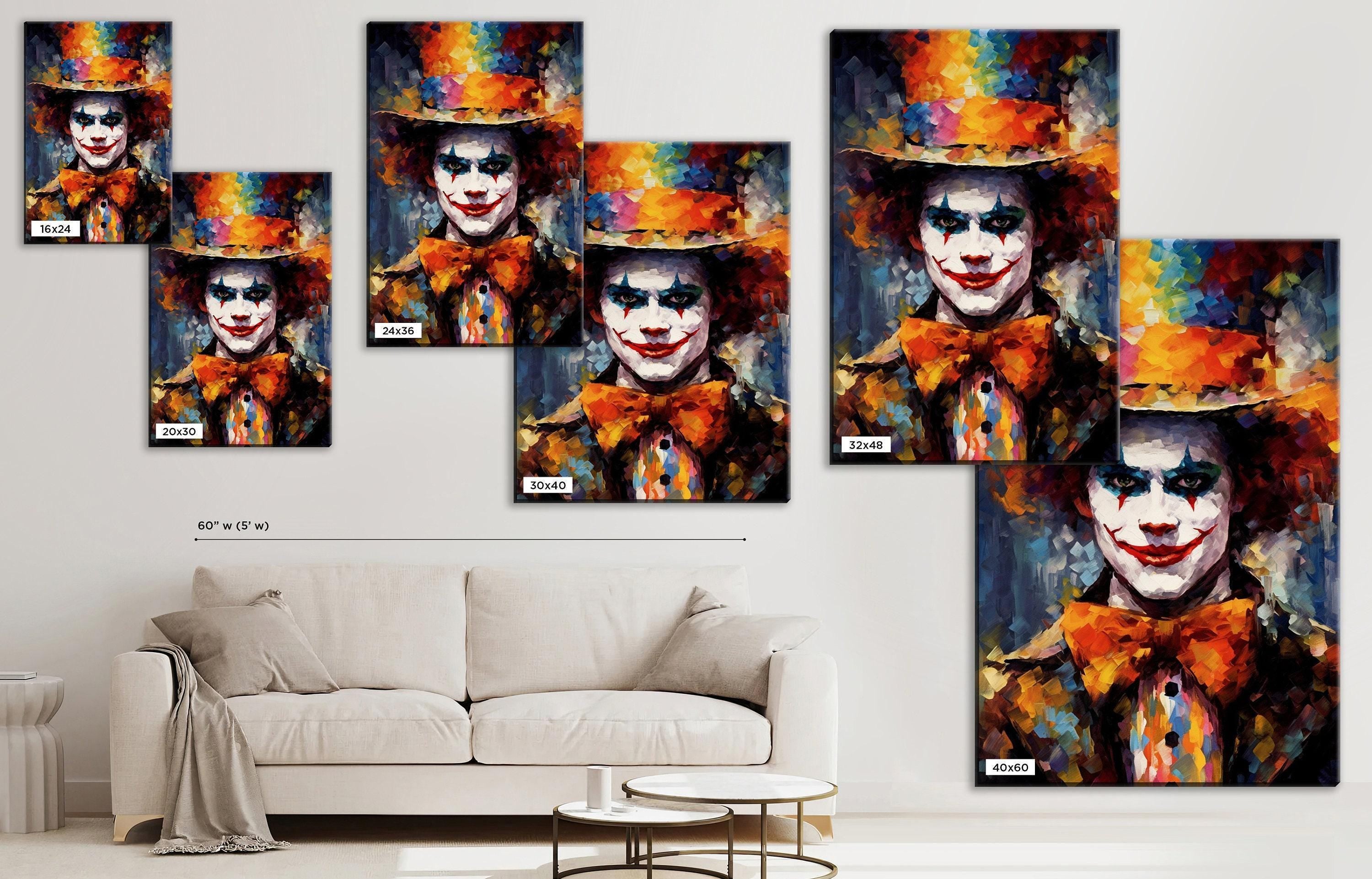 Halloween Creepy Clown Art - Large Gallery Wrapped Canvas | Spooky Wall Decor