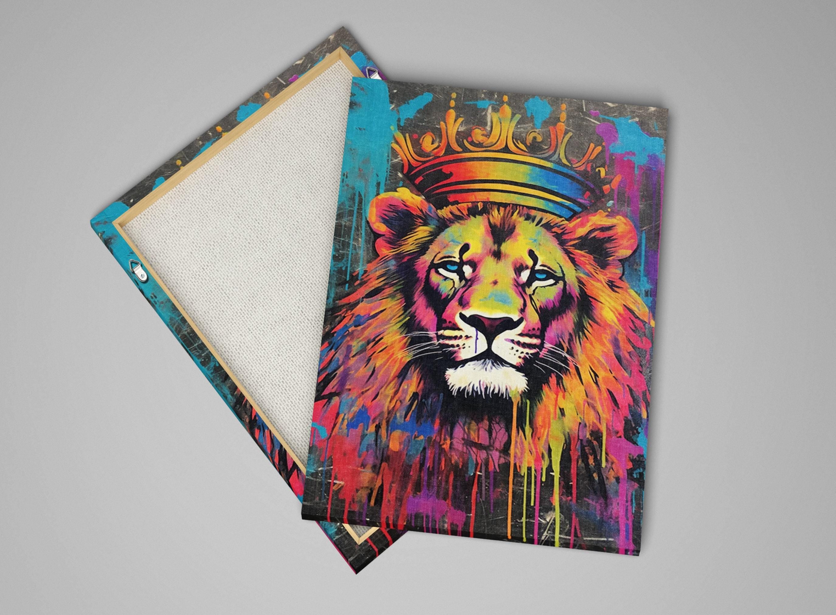 Lion Canvas Wall Art – Large Canvas Art | Spraypaint Graffiti Urban Wall Decor