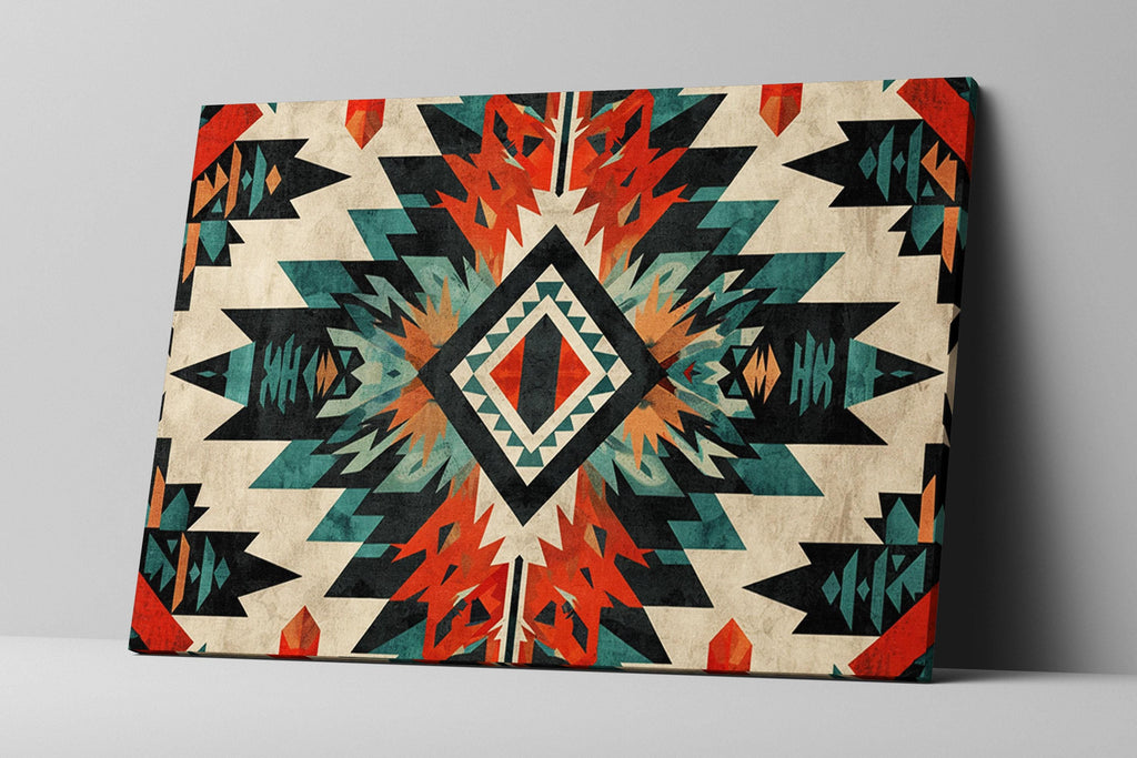 Native American Wall Art – Tribal Pattern Decor on Gallery Wrapped Canvas, Extra Large