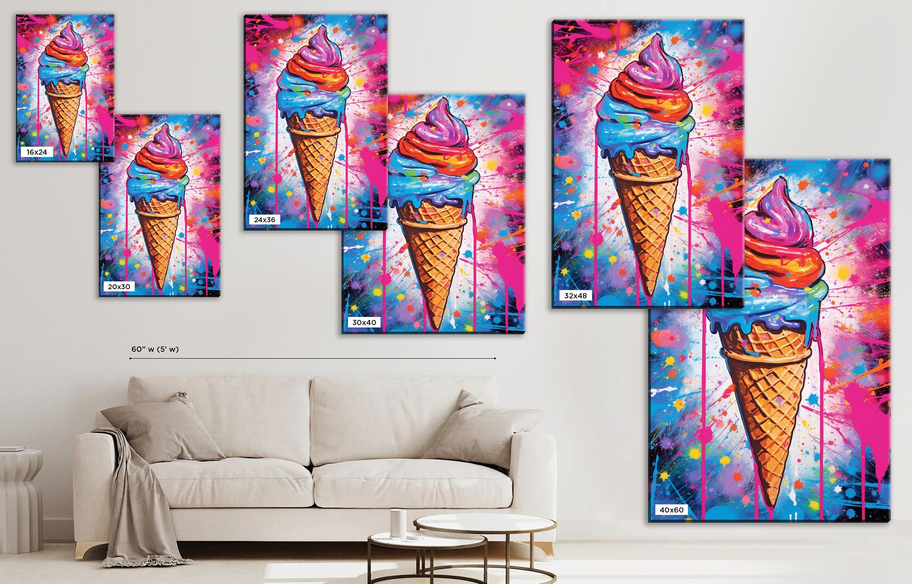 Ice Cream Cone Wall Art – Large Canvas Print | Vibrant Pop Art Canvas