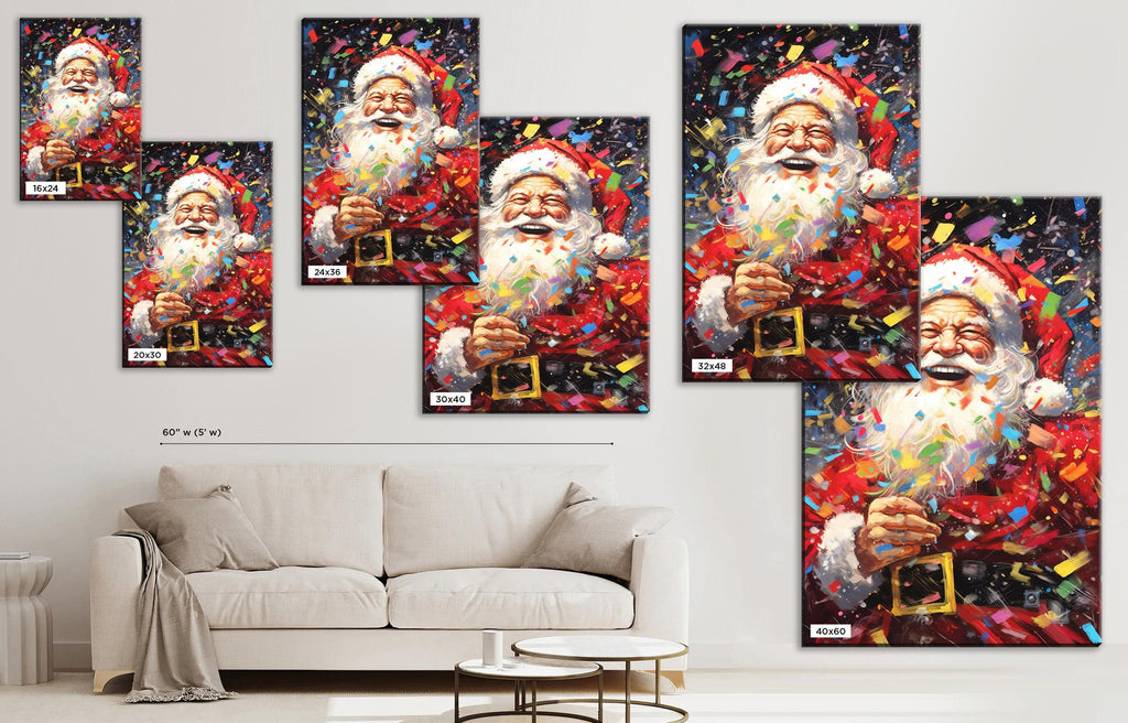 Santa Claus Wall Art - Large Christmas Canvas Print | Festive Holiday Decor