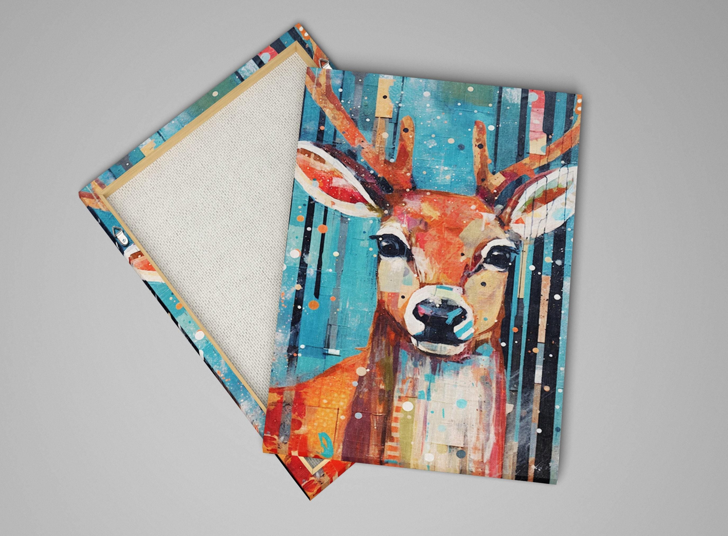 Reindeer Canvas Art - Festive Holiday Wall Decor | Extra Large Giclee Print