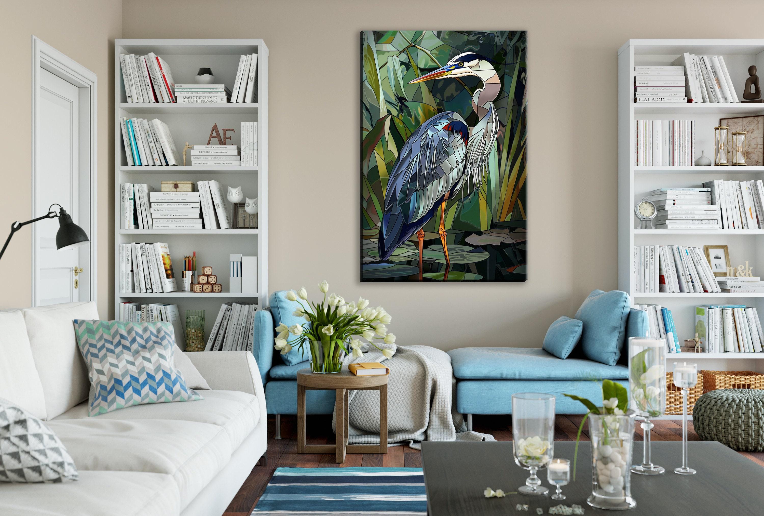 Blue Heron Wall Art – Large Canvas Art | Stained Glass Canvas, Gallery Wrapped Print