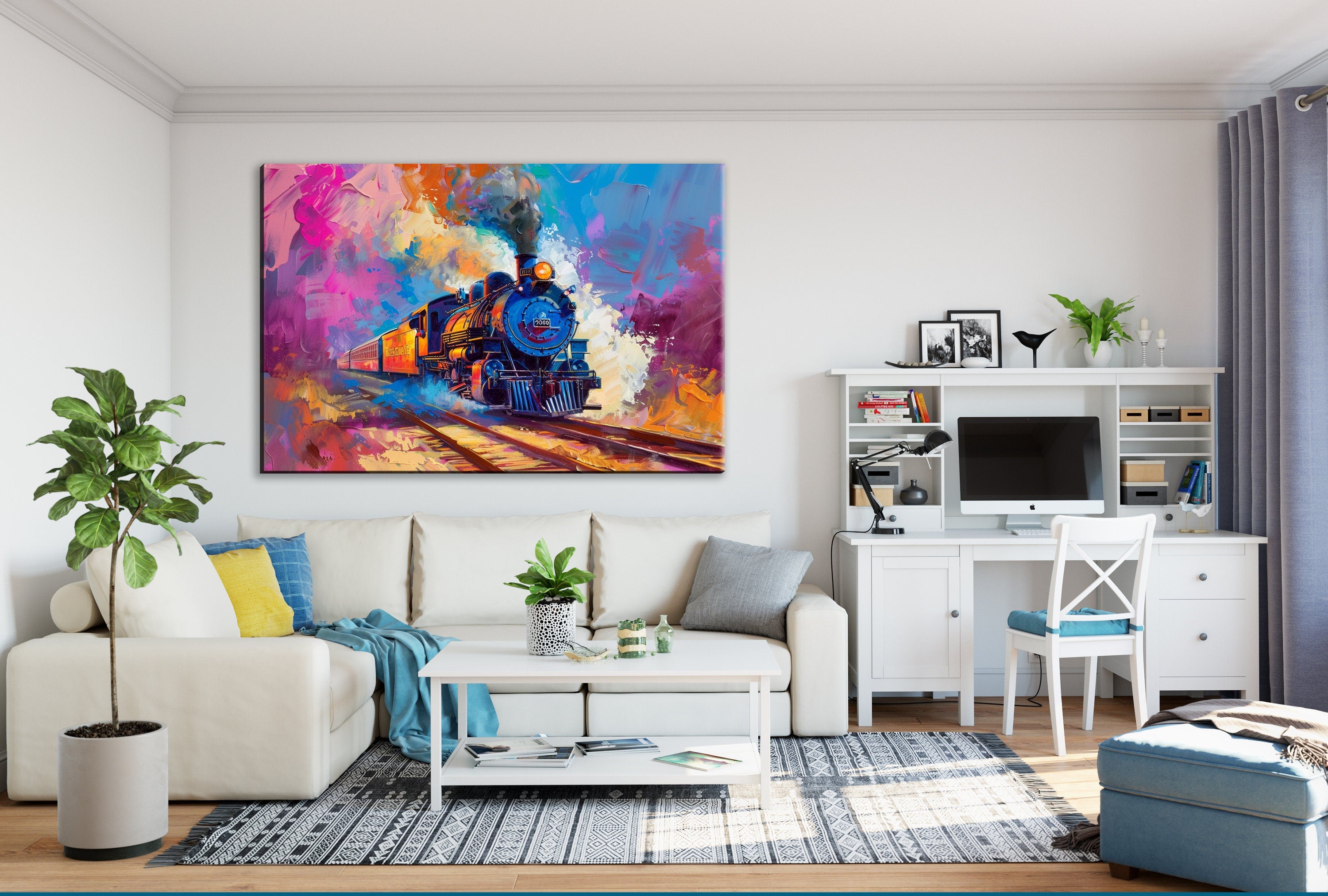Locomotive Pop Art – Vintage Train Canvas | Gallery Wrapped Artist Print