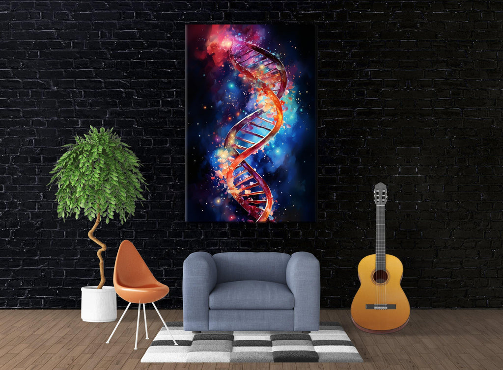 DNA Canvas Wall Art – Large Double Helix Artwork With Scratch Resistant Coating