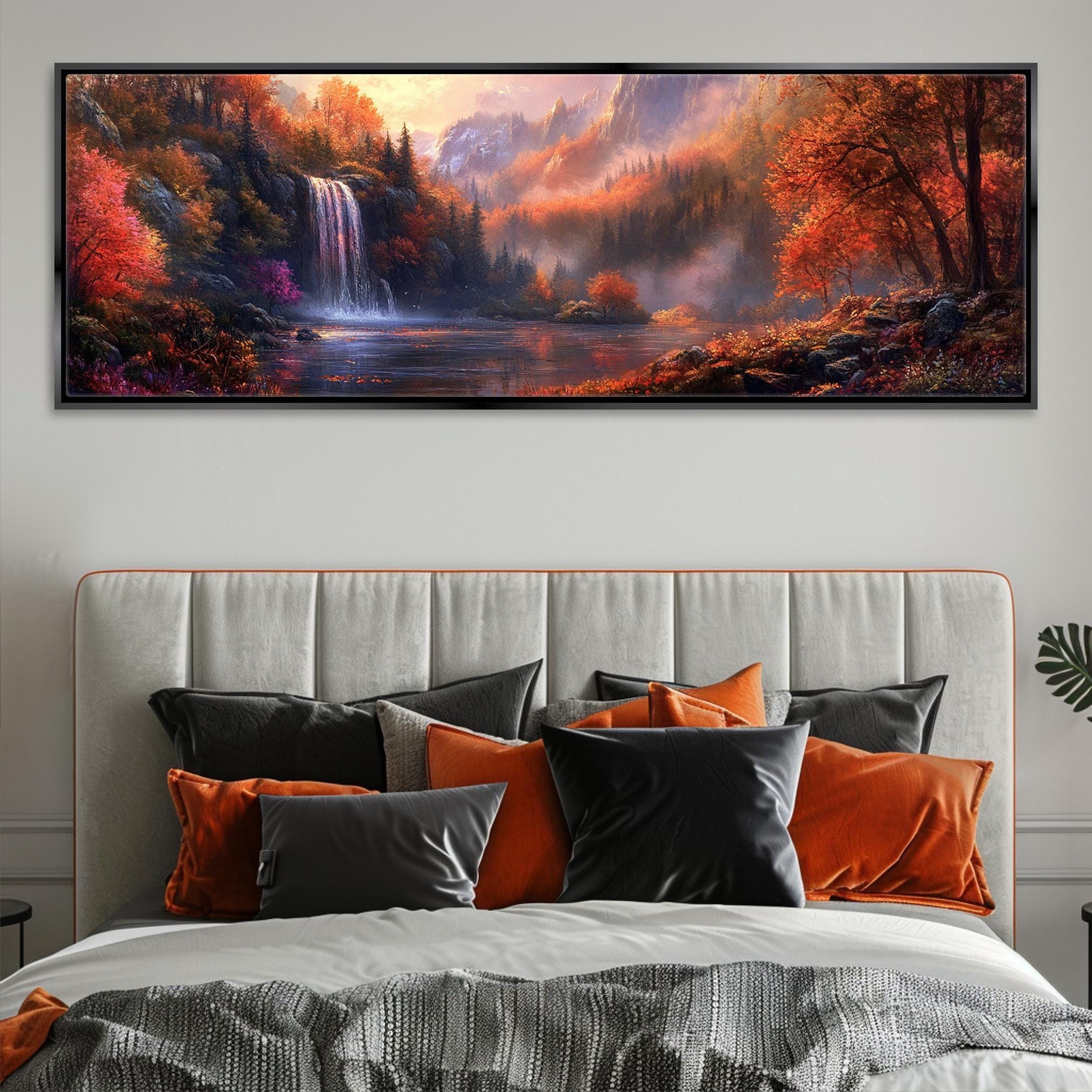 Fall Scene Canvas - Panoramic Wall Art | Rustic Autumn Decor | Gallery Wrapped, Ready to Hang