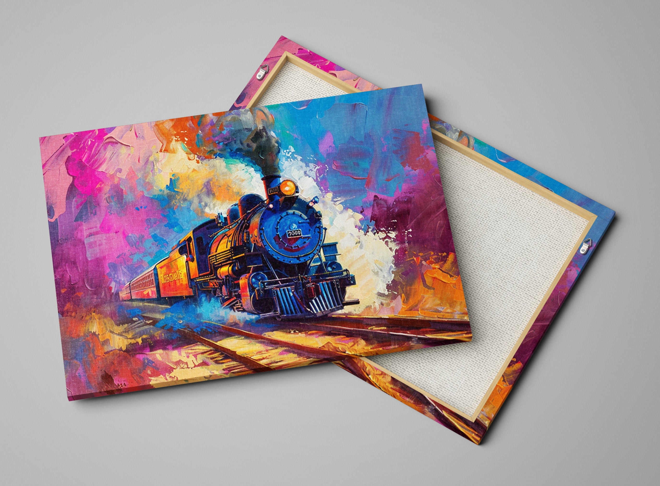 Locomotive Pop Art – Vintage Train Canvas | Gallery Wrapped Artist Print