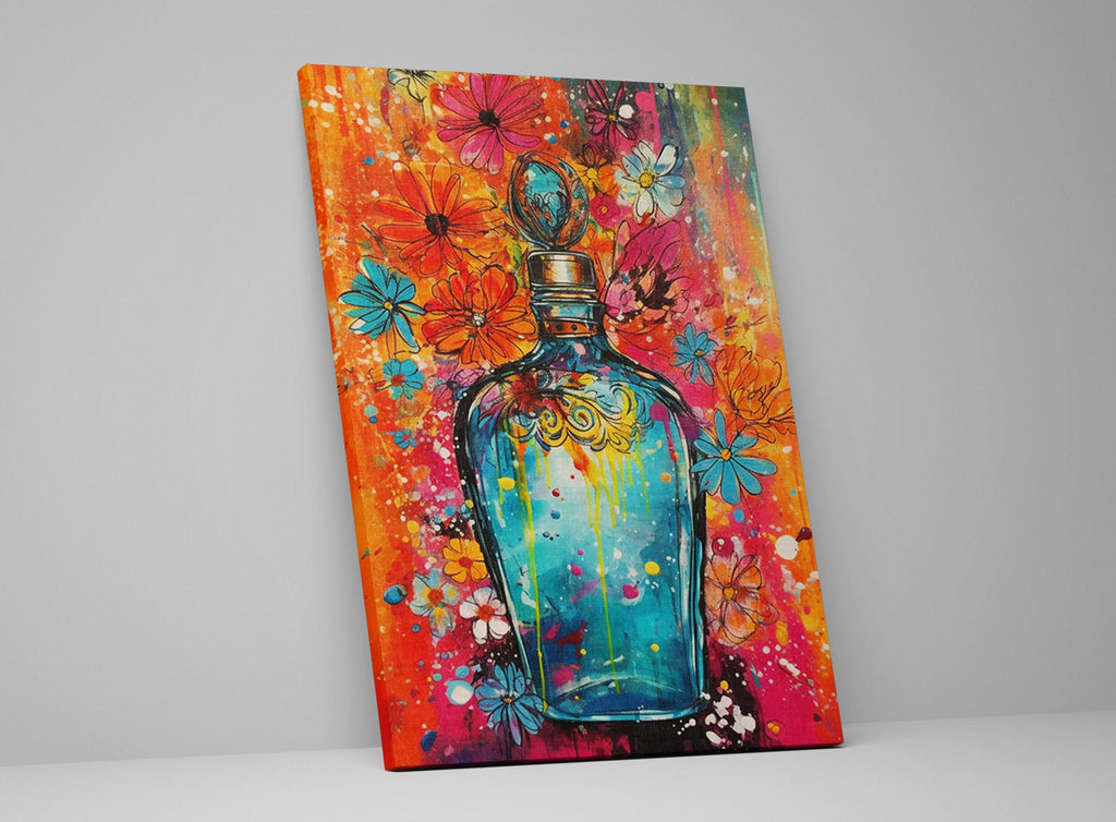 Perfume Canvas Wall Art – Large Colorful Beauty Painting on Artist Canvas