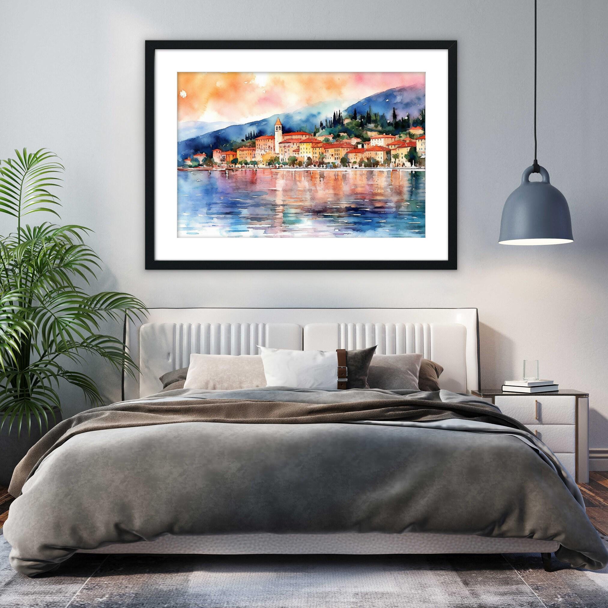 Bellagio Bliss - Lake Como Views Watercolor Painting, Giclee Print on Canvas, Artist Paper, Watercolor Paper, Available in Extra Large Sizes