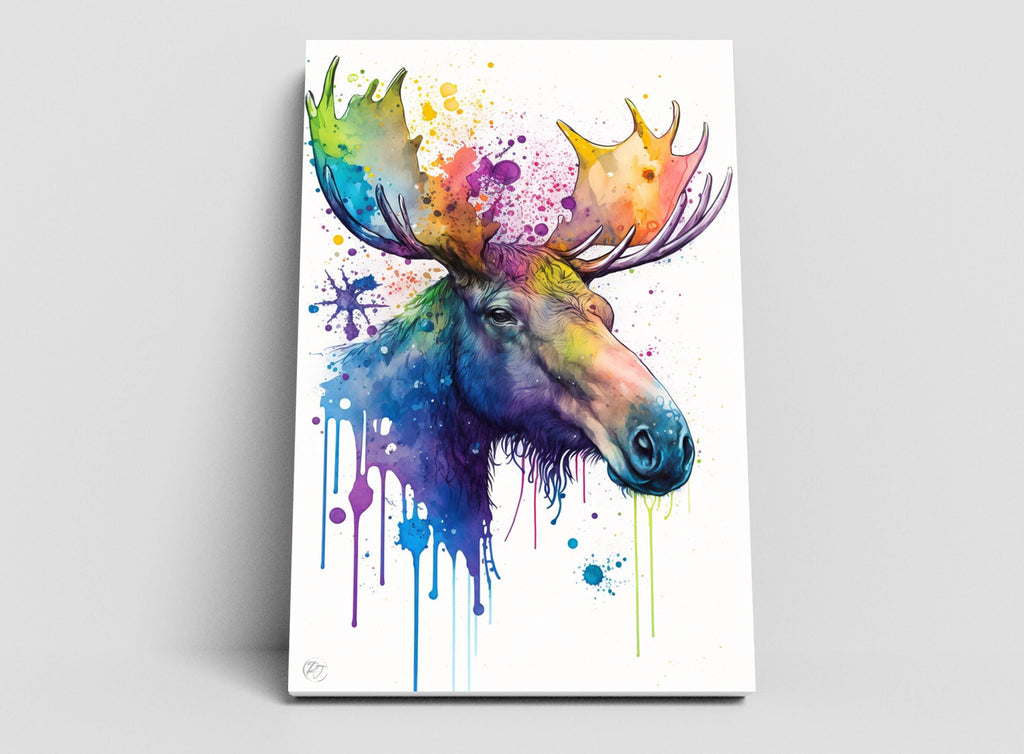 Wildlife Majesty: Moose Watercolor Painting, Giclee Print on Canvas, Artist Paper, Watercolor Paper, Available in Extra Large Sizes