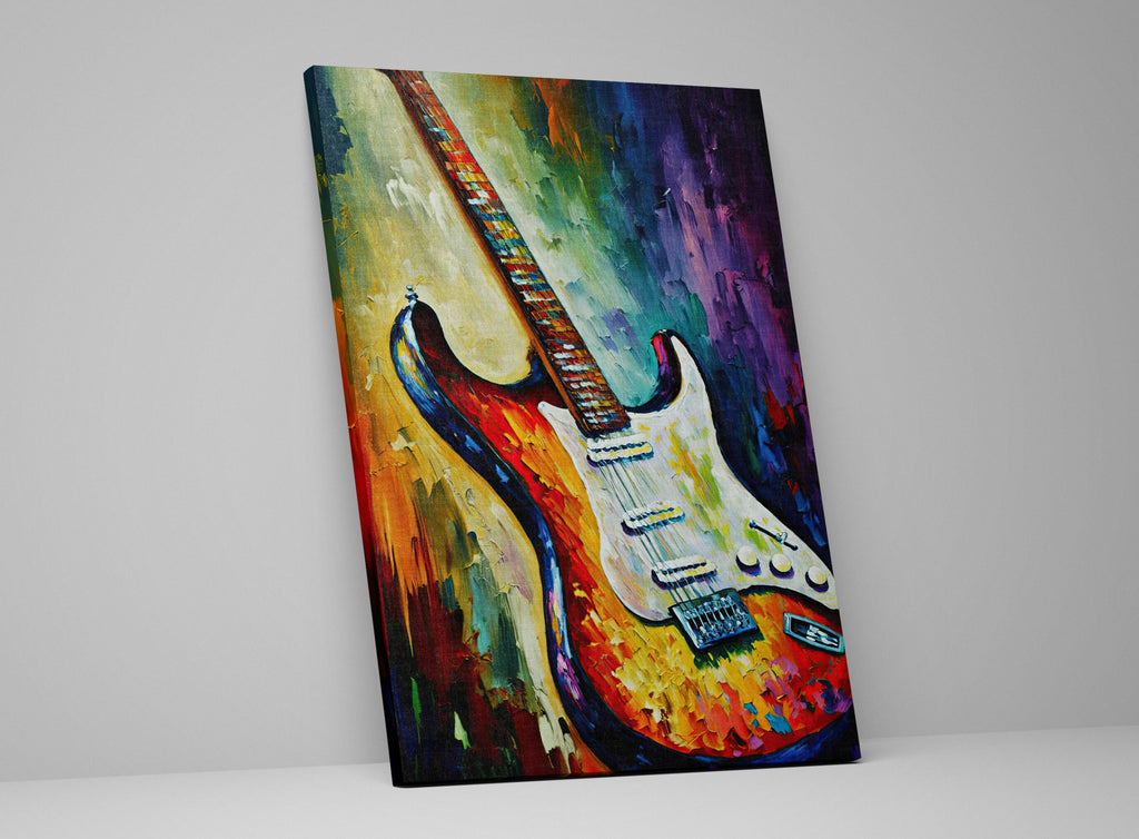 Electric Guitar Canvas Art – Colorful Fender Guitar Print with Scratch Resistant Coating