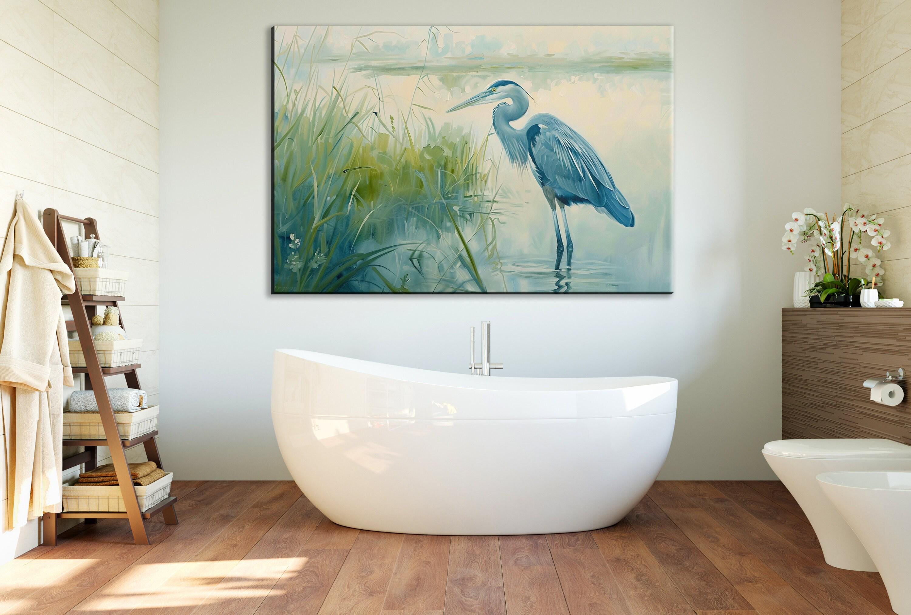 Blue Heron Wall Art – Large Canvas Print | Coastal Home Decor, Ready to Hang