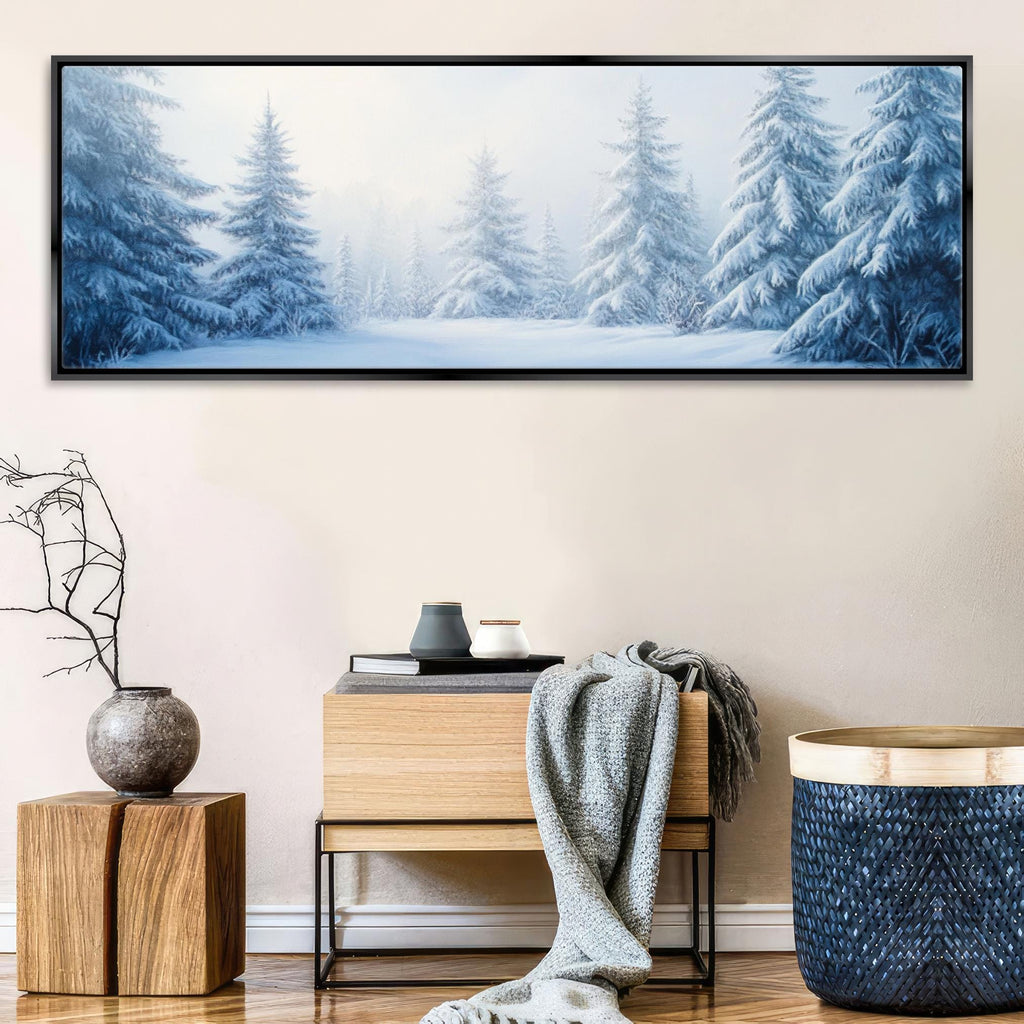 a living room with a painting on the wall