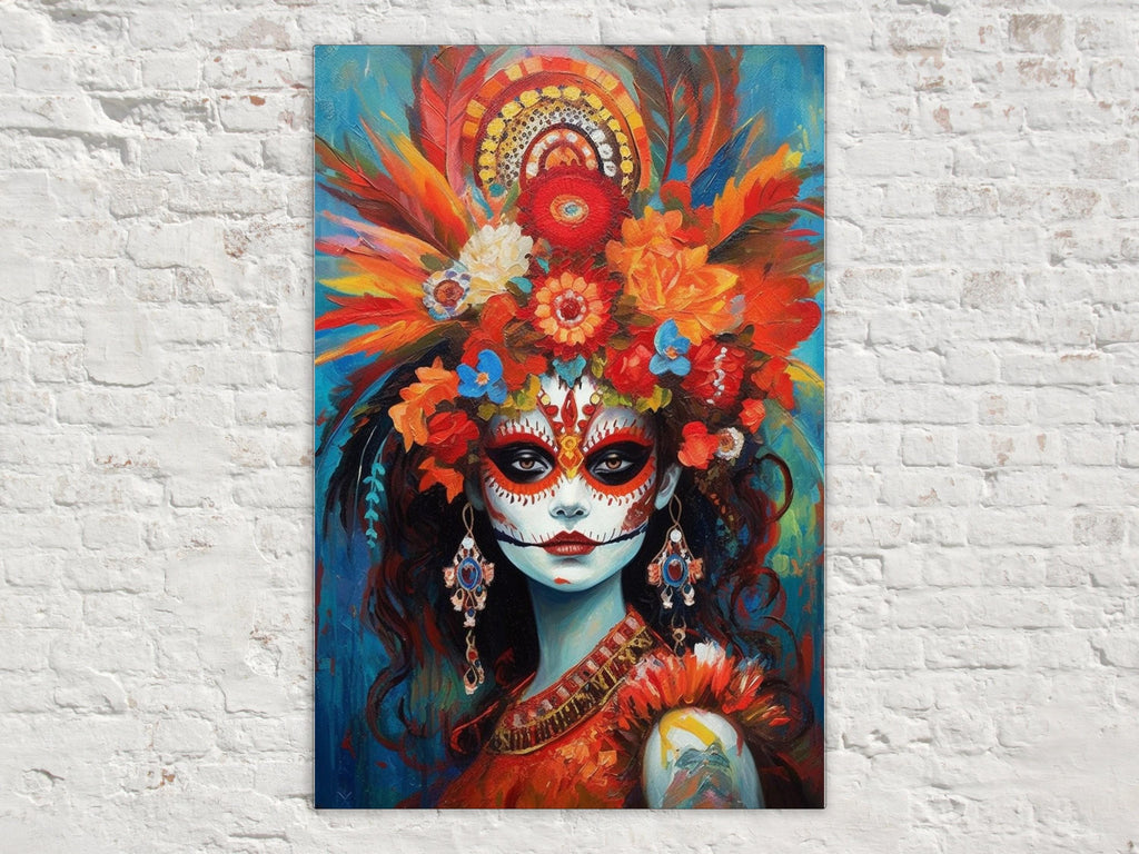 Day Of The Dead Art - Large Canvas Print Featuring Vibrant Sugar Skull Wall Art