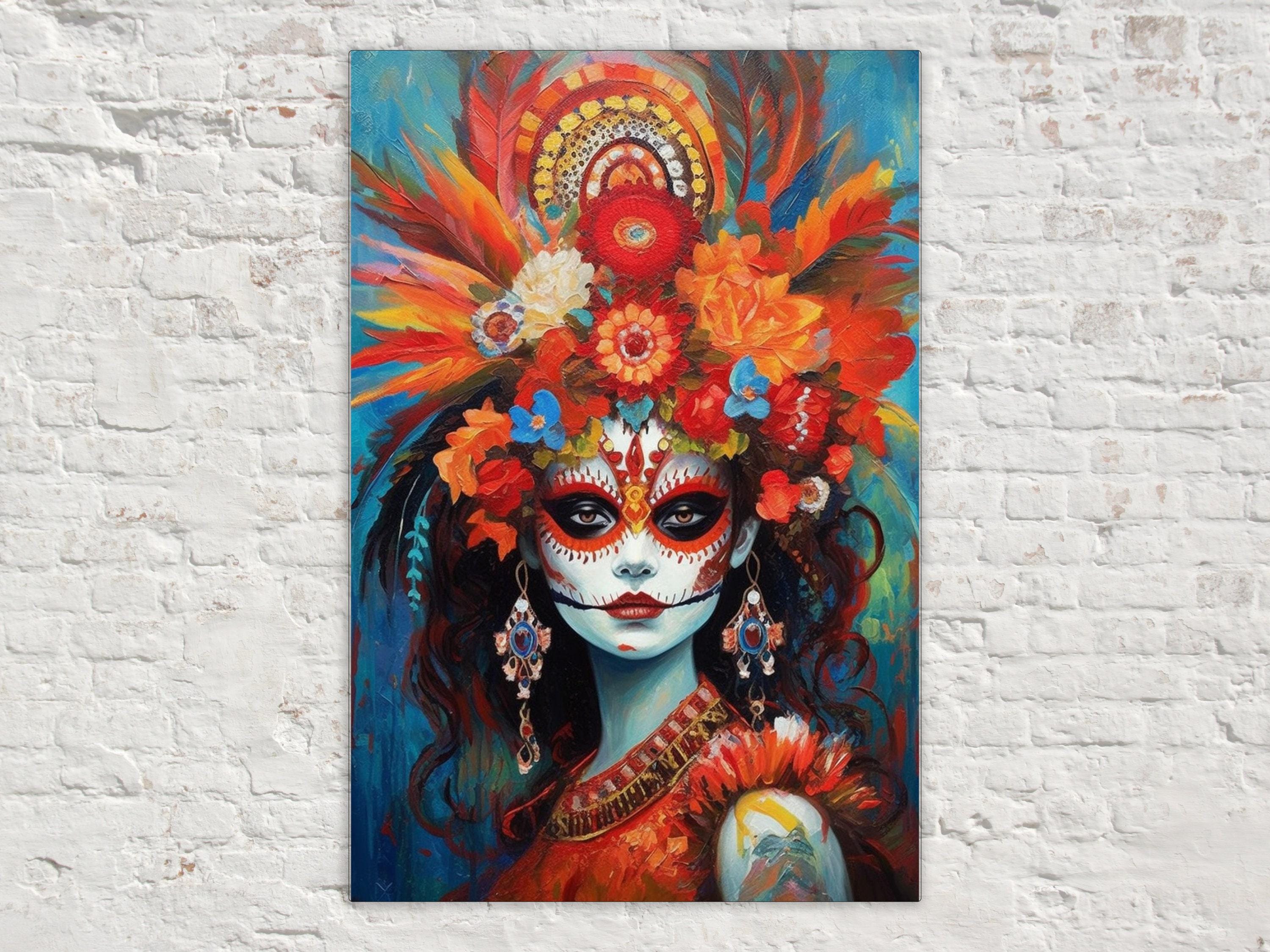 Day Of The Dead Art - Large Canvas Print Featuring Vibrant Sugar Skull Wall Art