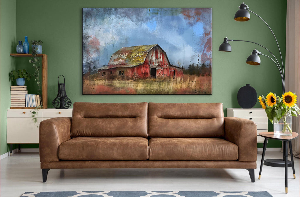 Farmhouse Wall Art – Tranquil Rural Barn Artwork | Rustic Canvas Print, Extra Large