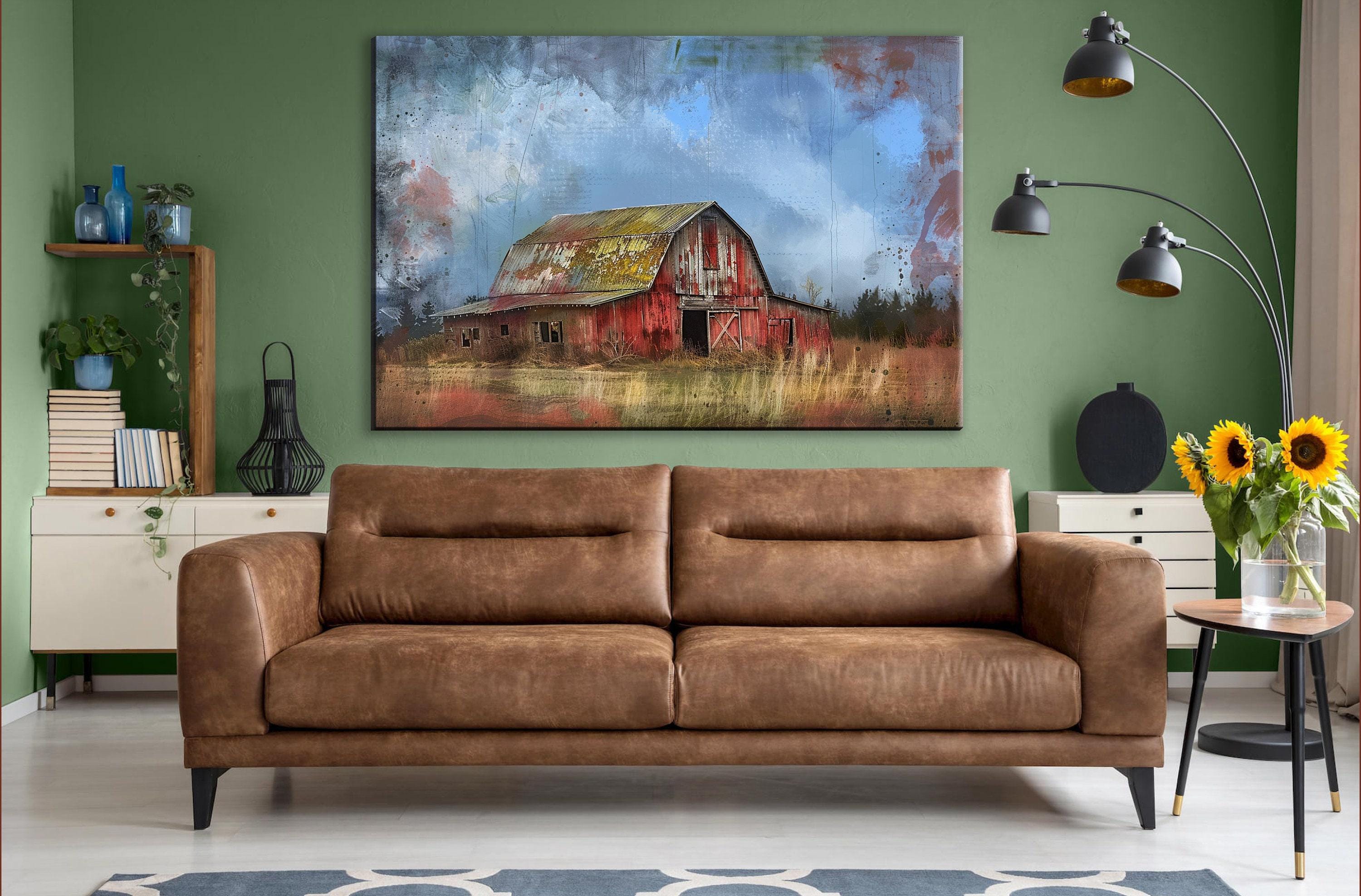 Farmhouse Wall Art – Tranquil Rural Barn Artwork | Rustic Canvas Print, Extra Large