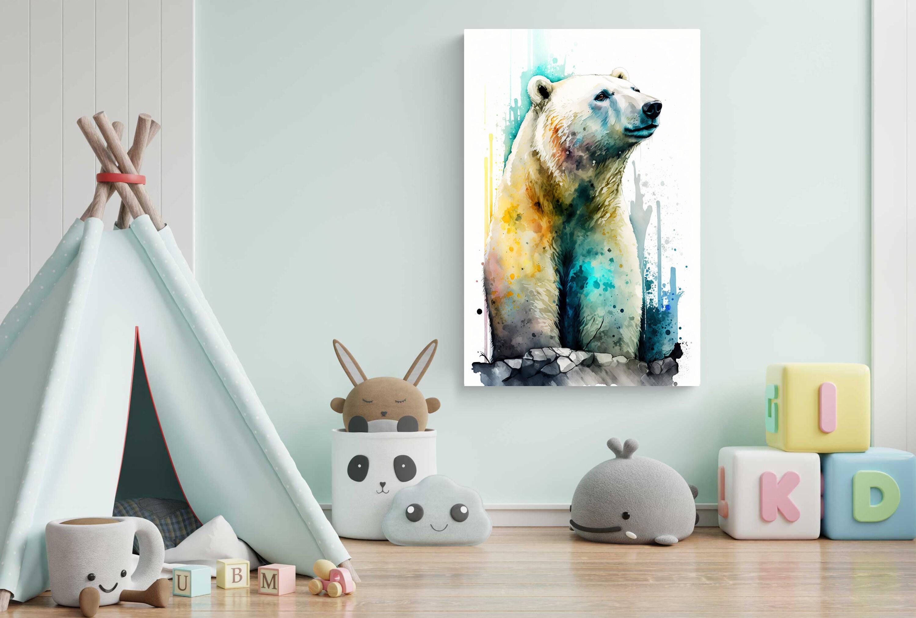 Polar Beauty: Polar Bear Watercolor Painting, Giclee Print on Canvas, Artist Paper, Watercolor Paper, Available in Extra Large Sizes