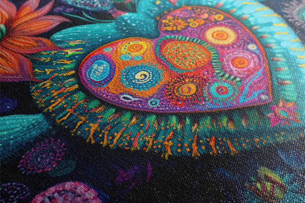 a close up of a painting of a heart