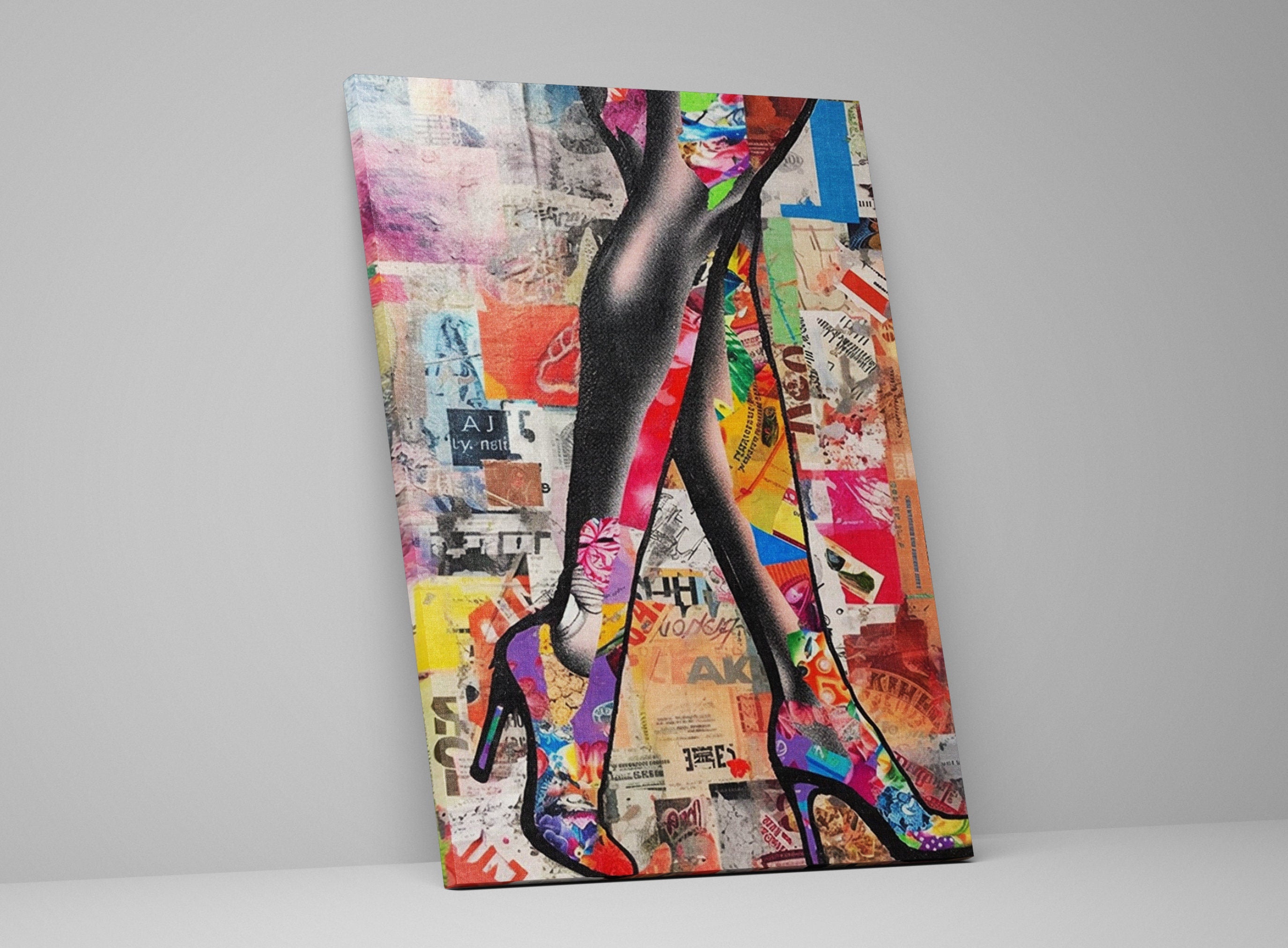 Woman Legs Canvas - Large Canvas Wall Art | Modern Collage Fashion Decor