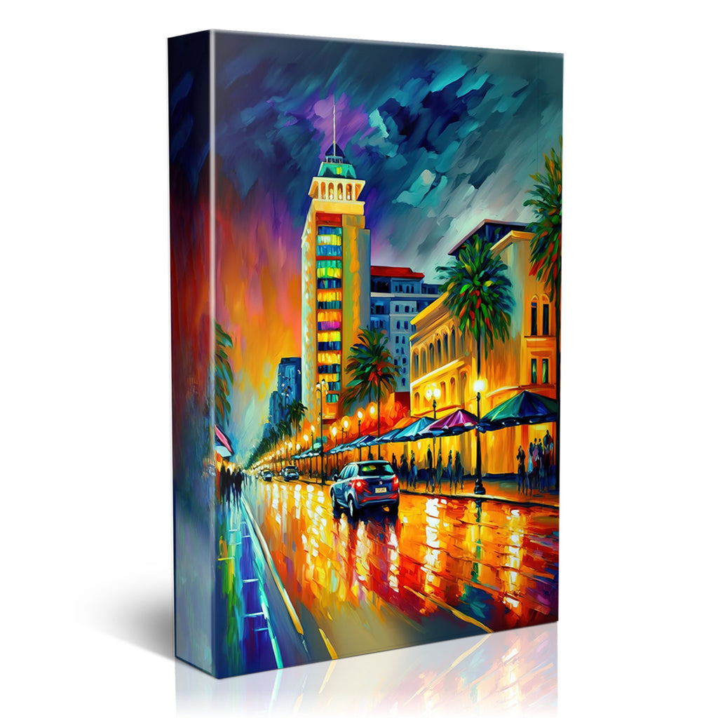 Miami Wall Art – Vibrant South Beach Painting on Gallery Ready Canvas Print