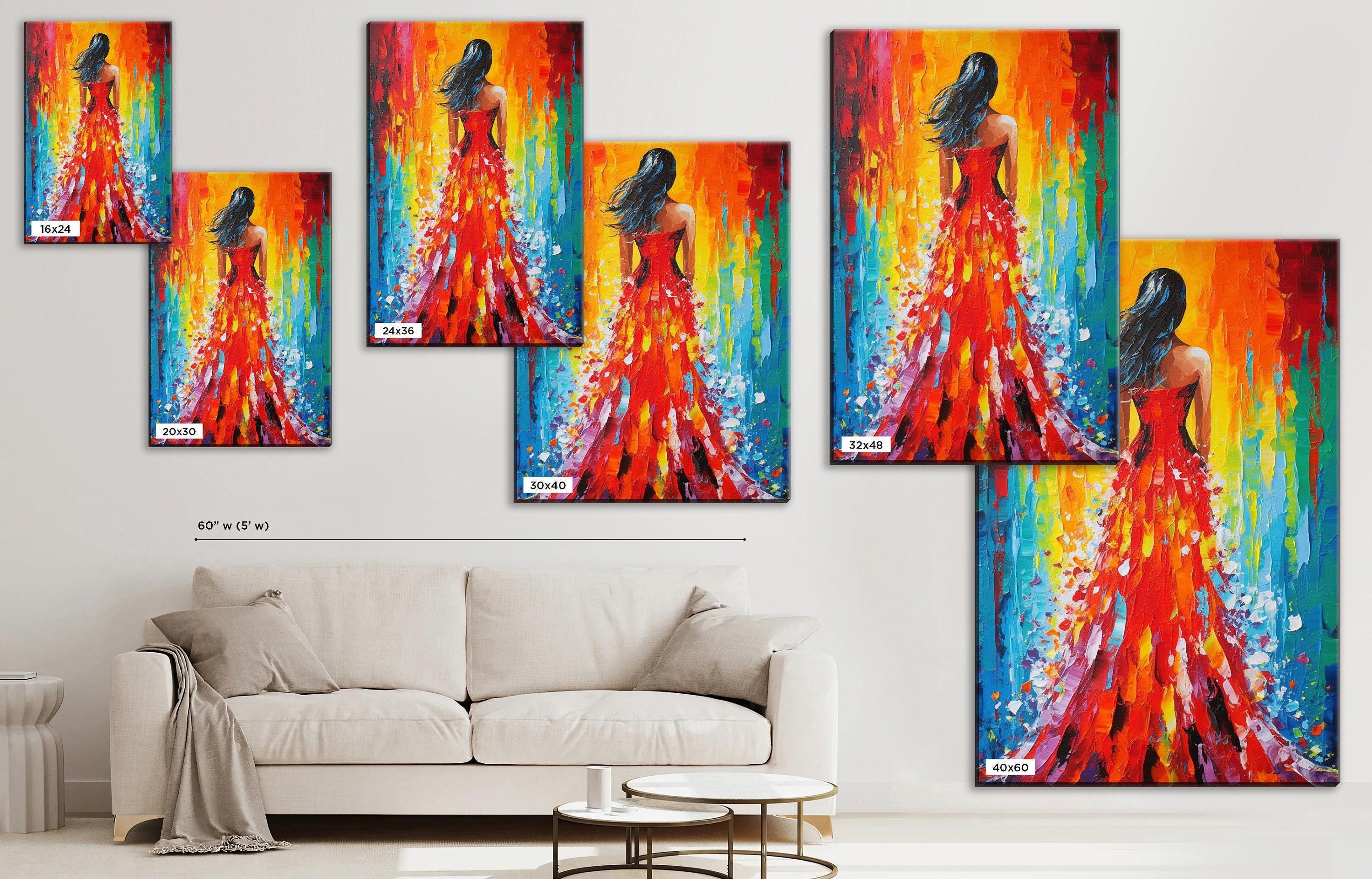 Red Dress Canvas Art - Large Woman Oil Painting Reproduction | Gallery Ready, Feminine Charm