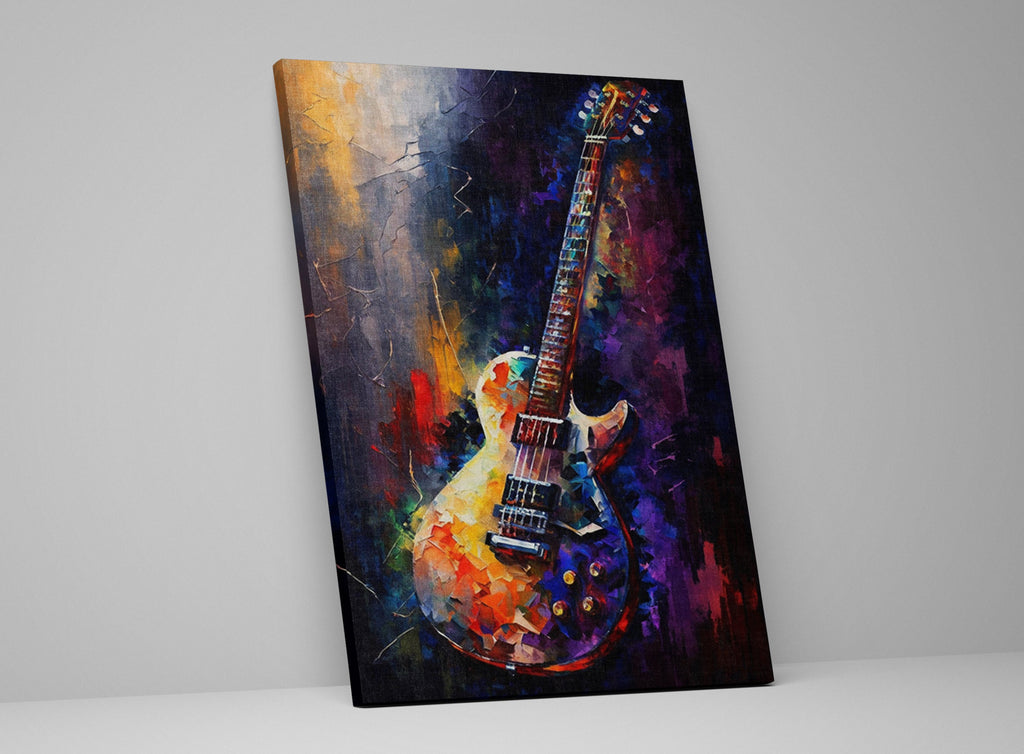 Electric Guitar Canvas - Large Guitar Painting | Music Wall Decor for Guitarists