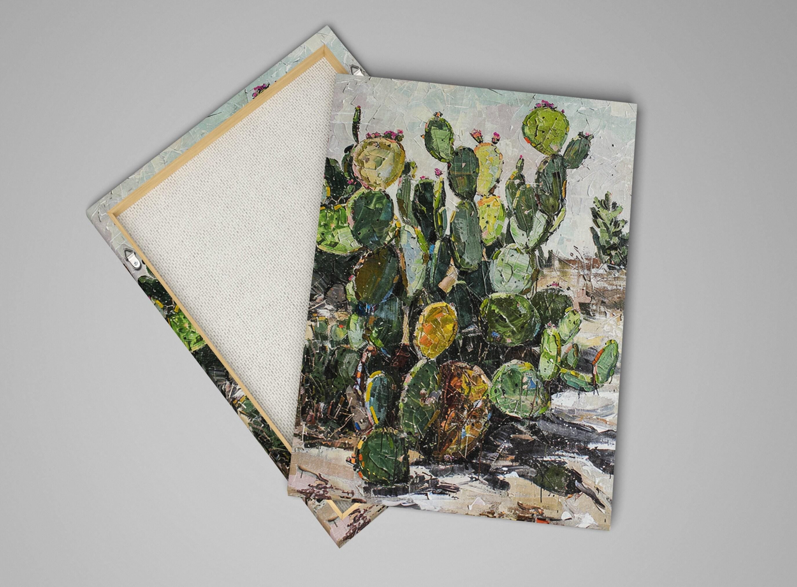 Prickly Pear Cactus Art – Southwest Wall Art | Gallery Wrapped Canvas, Ready to Hang