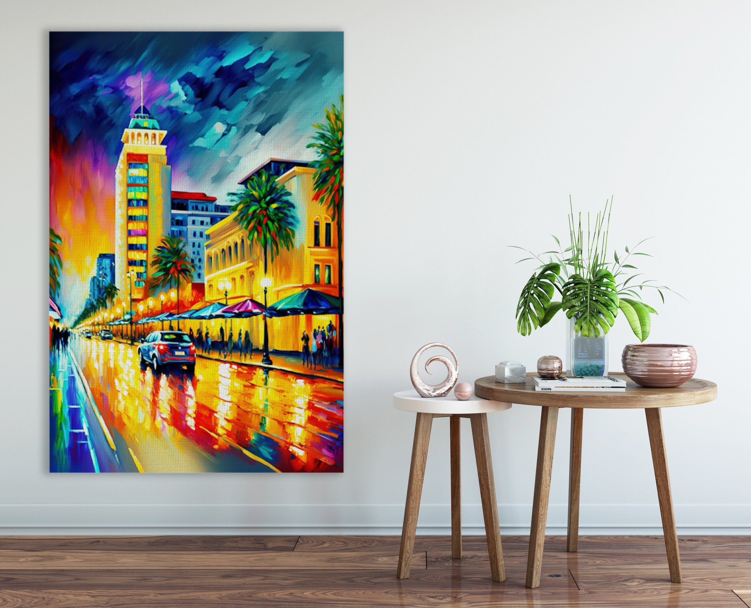 Miami Wall Art – Vibrant South Beach Painting on Gallery Ready Canvas Print