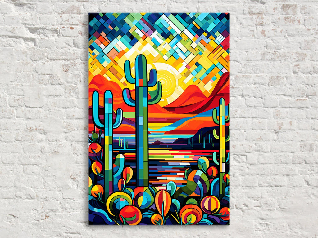Southwest Modern Art - Geometric Desert Art Print on Gallery Wrapped Canvas, Ready to Hang