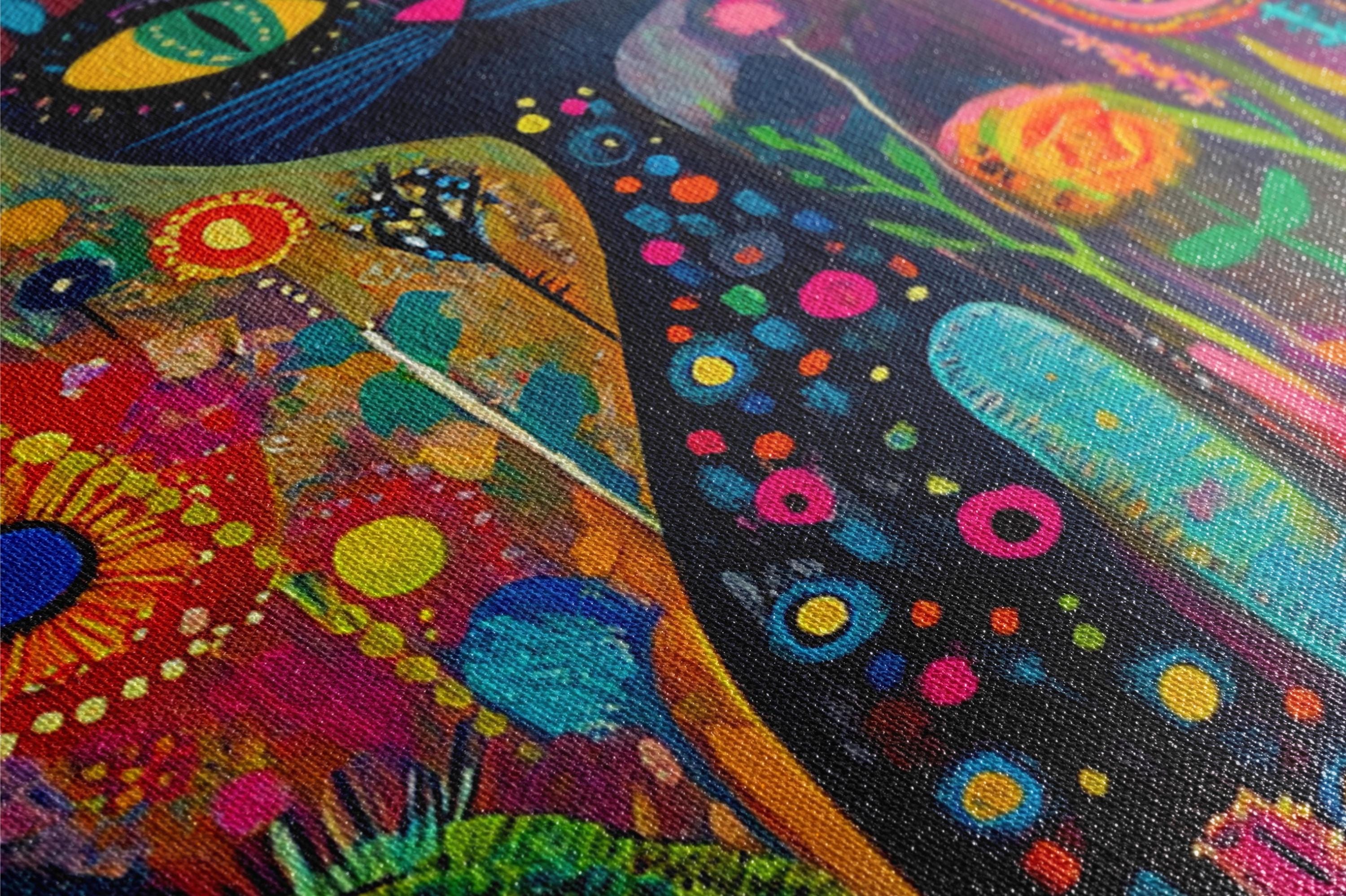 a close up of a painting of a cat