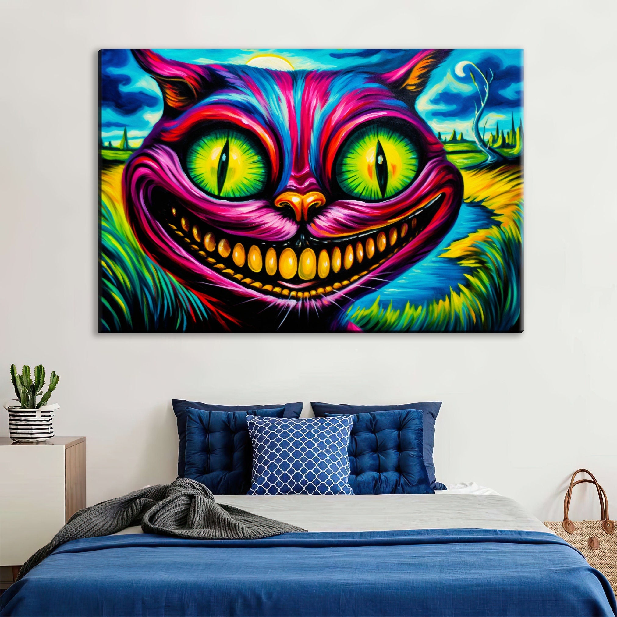 Cheshire Cat Canvas - Vibrant Alice In Wonderland Art | Gallery Wrapped, Ready To Hang