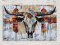Native Cow Skull Art – Large Canvas Wall Art | Abstract Tribal Pattern Print