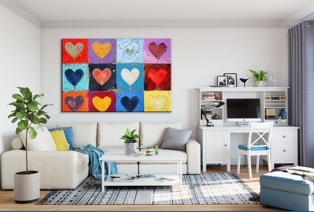 Heart Pattern Artwork – Large Canvas Prints | Vibrant Love Heart Pattern, Ready to Hang