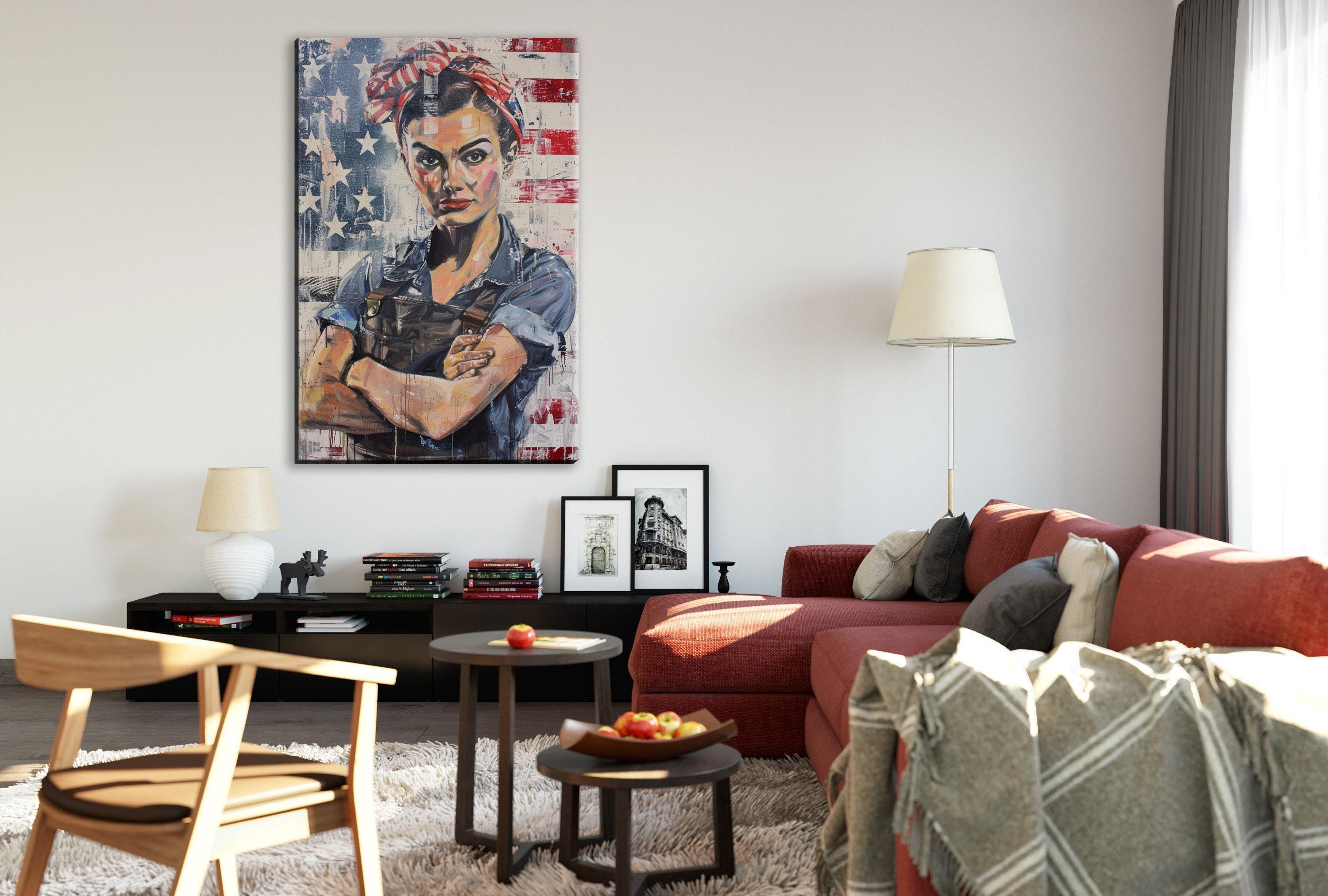 Rosie the Riveter Art – Feminist Wall Art Large Canvas Print, Ready to Hang