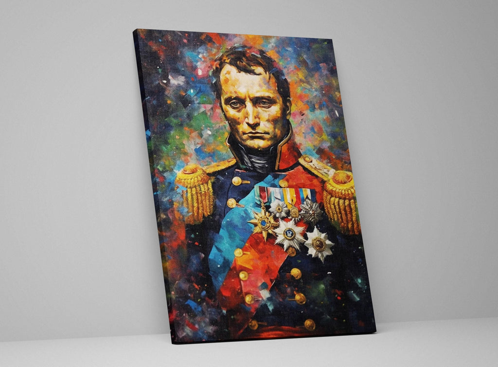 The image is a painting of a man wearing a military uniform with medals and insignia.