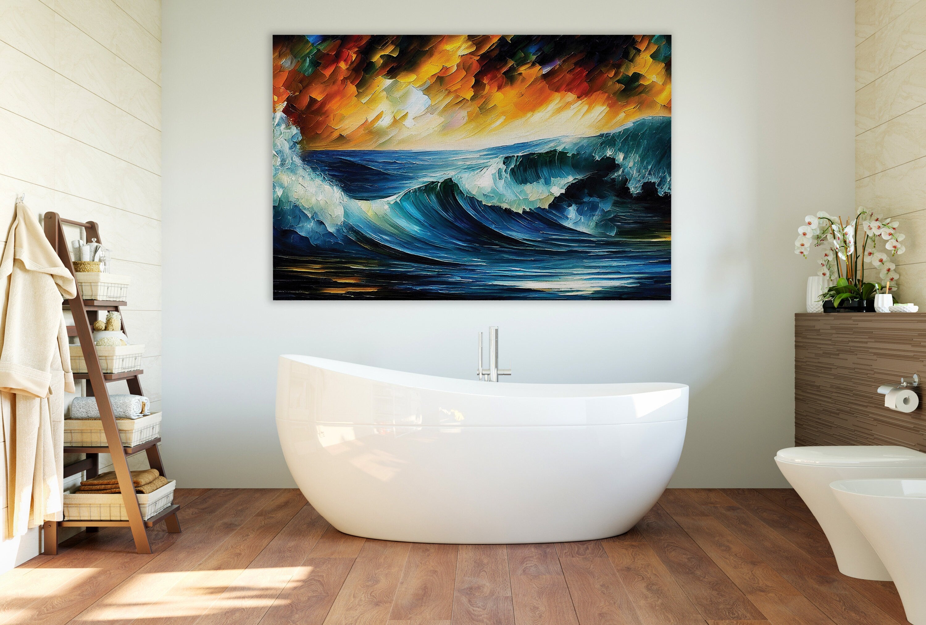 Ocean Wave Canvas Print – Vibrant Nautical Wall Art With Water Resistant Coating