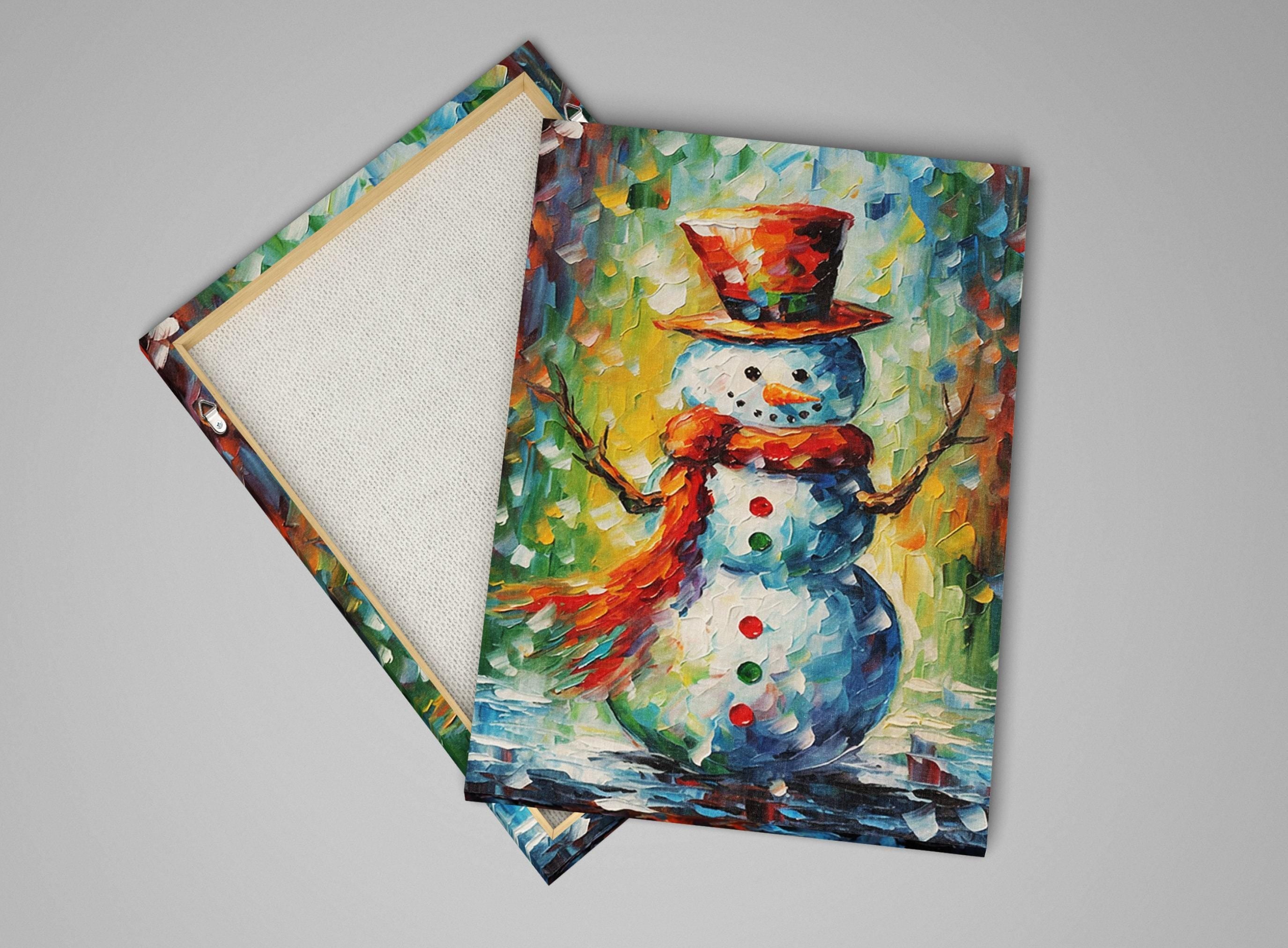Snowman Canvas Art – Festive Holiday Wall Decor | Large Gallery Wrapped Print