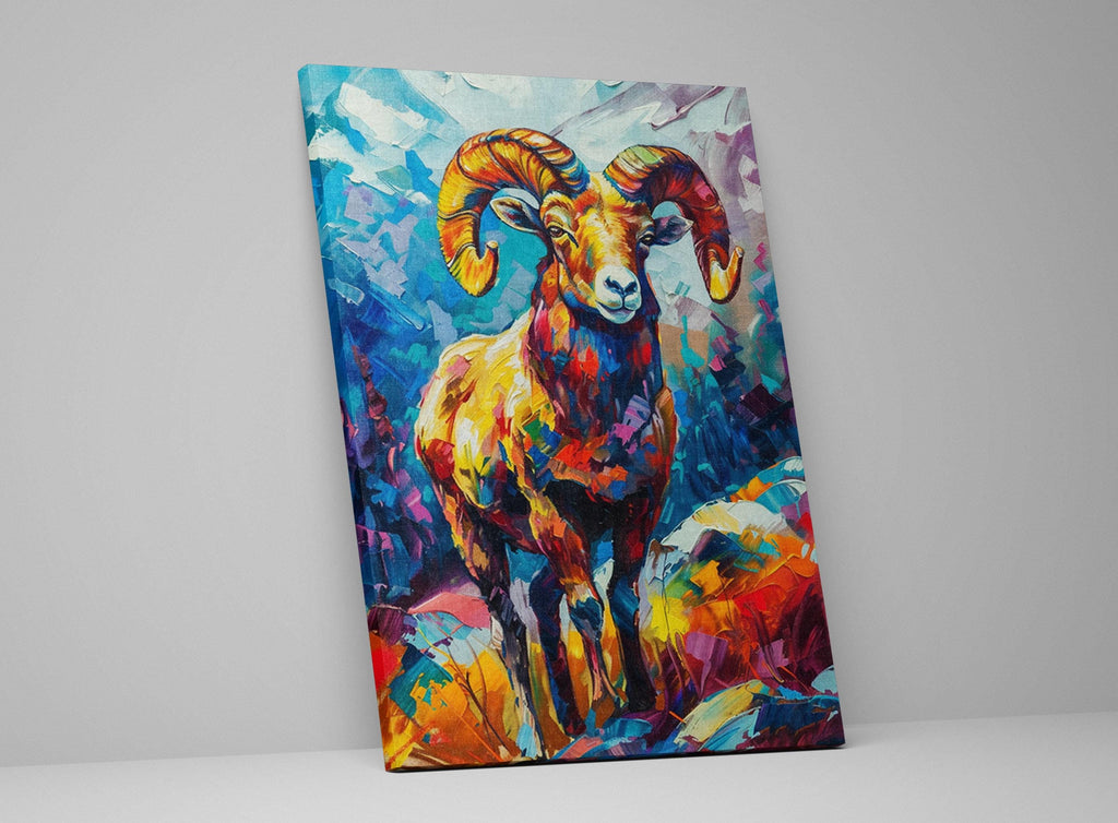 Bighorn Sheep Artwork – Southwest Art Print on Gallery Wrapped Canvas, Ready to Hang