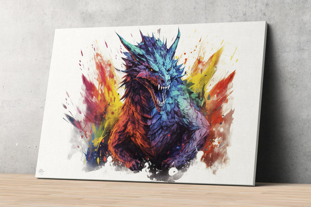 Mystical Dragon Majesty: Watercolor Wall Art Print, Giclee Print on Canvas, Artist Paper, Watercolor Paper, Available in Extra Large Sizes