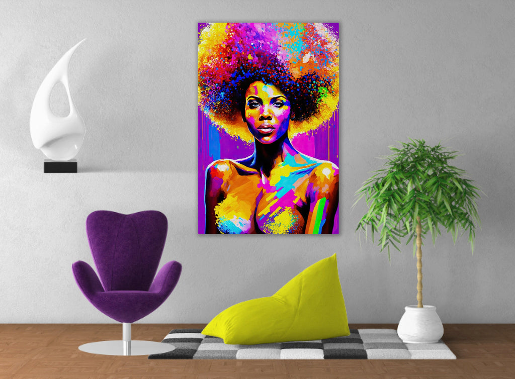 Black Woman Art Print - Vibrant African American Canvas, Gallery Ready Wall Art