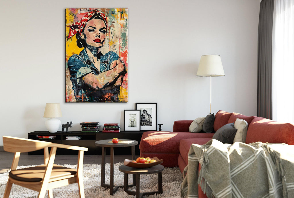 Rosie the Riveter Art - Large Canvas Wall Art | Bold Statement Inspirational Decor