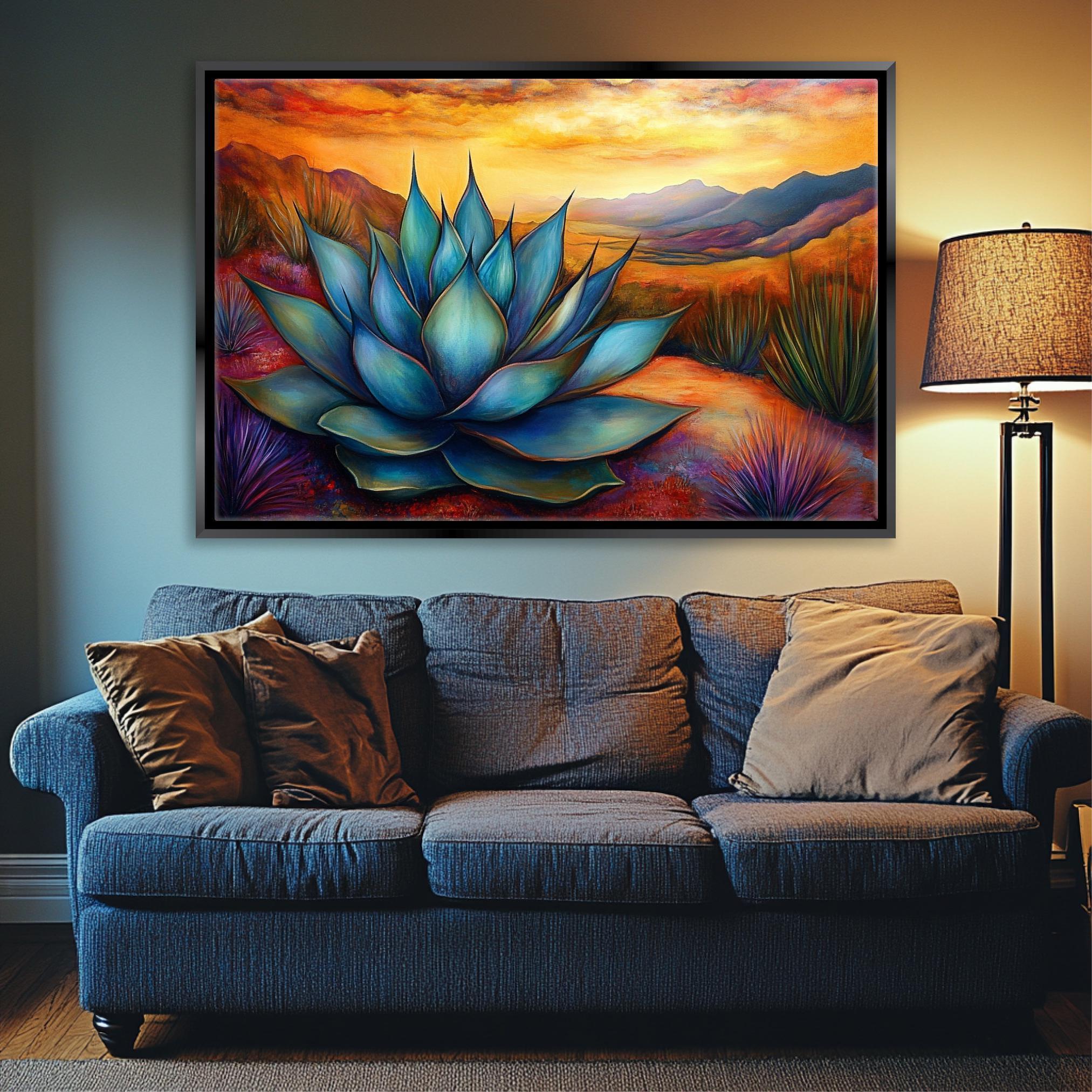 Succulent Agave Canvas | Extra Large Wall Art - Framed Succulent Art, Ready to Hang