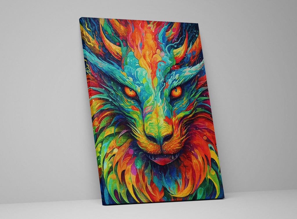 Dragon Canvas Art Featuring Fierce Dragon Head, Enchanted Wings & Ancient Power Artwork