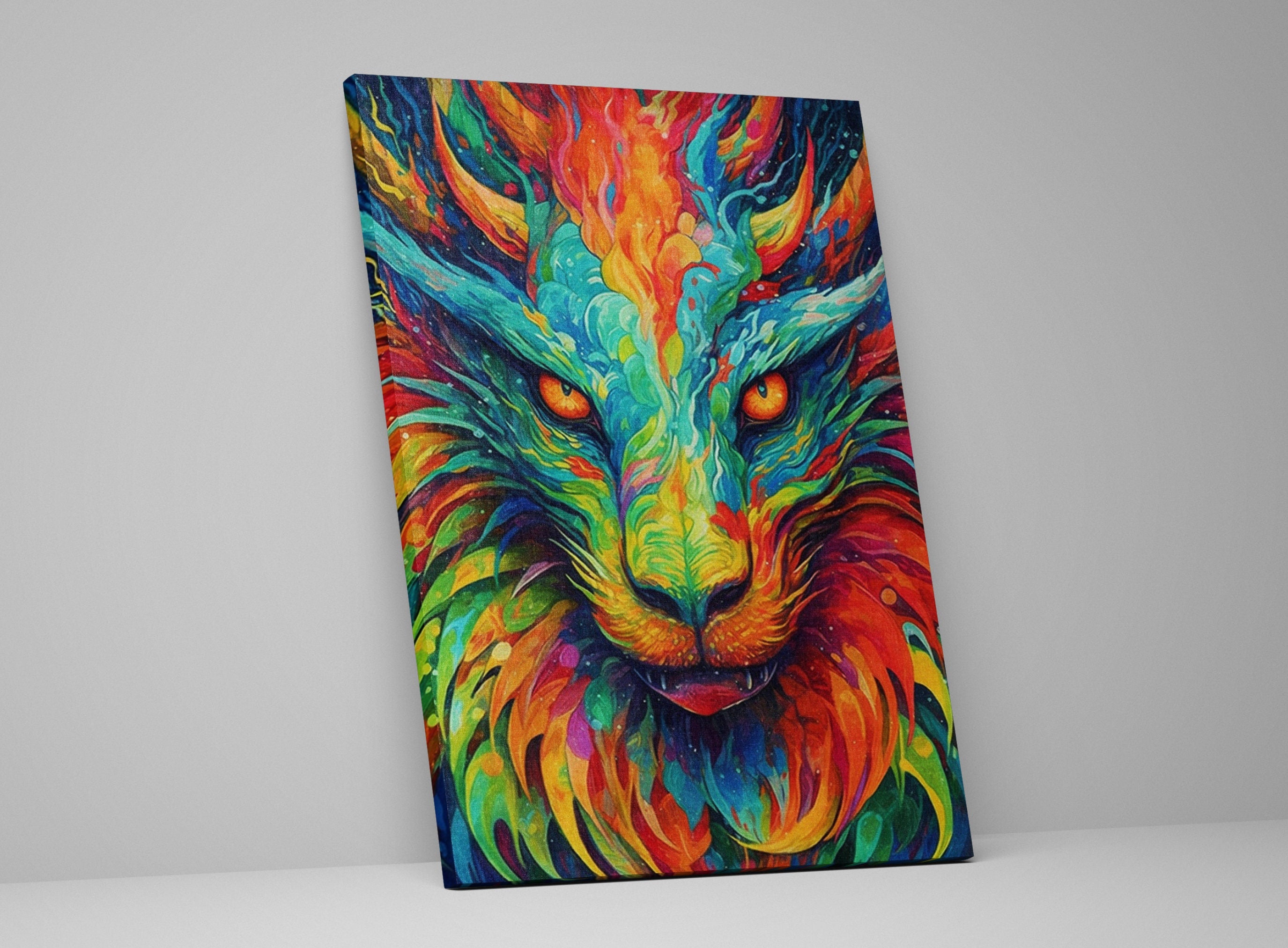 Dragon Canvas Art Featuring Fierce Dragon Head, Enchanted Wings & Ancient Power Artwork