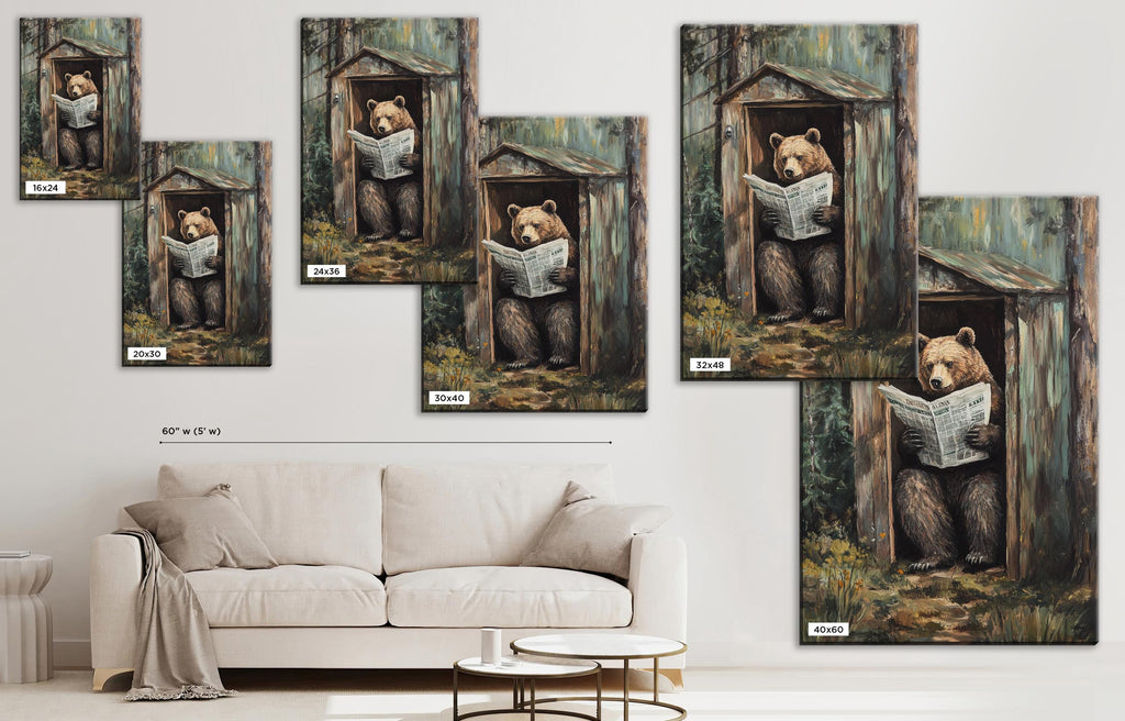 a painting of a bear reading a newspaper