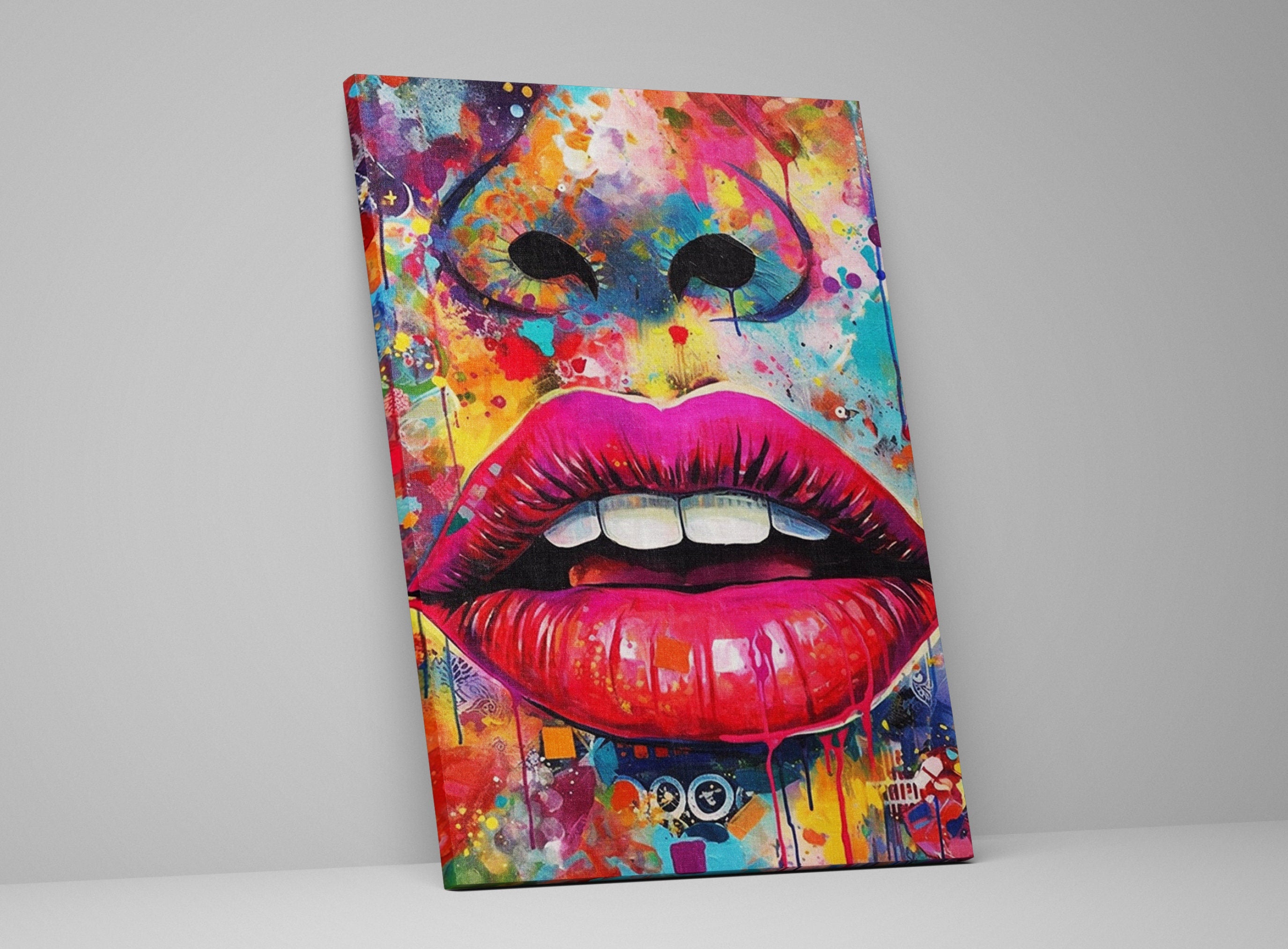 Sexy Lips Wall Art – Woman's Lips Pop Art Canvas Print with Luscious Feminine Beauty